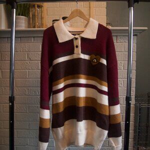 Aelfric Eden Men's Burgundy and Cream Cardigan